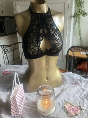 Victoria's Secret Black Lace Halter Bralette